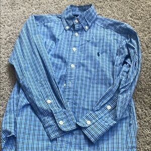 Ralph Lauren blue plaid button up youth 8